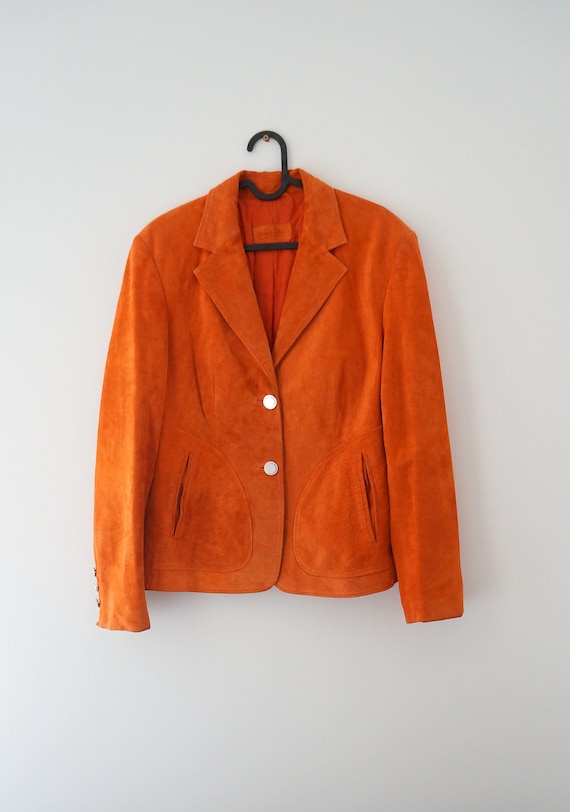 Betty Barclay leather, jacket orange, Betty Barcla