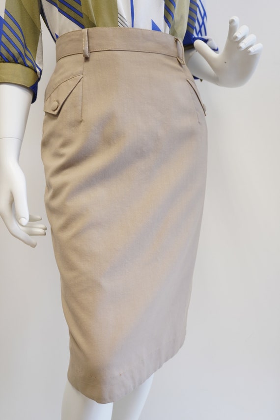 beige skirt, pencil beige skirt, vintage pencil skirt… - Gem
