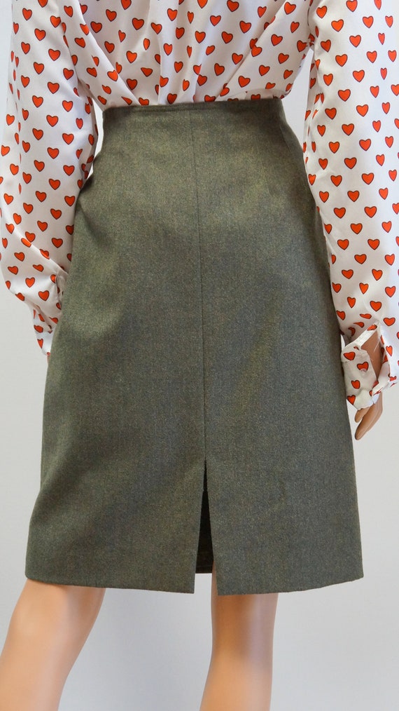 wool pencil skirt, vintage bottle green woolen sk… - image 9