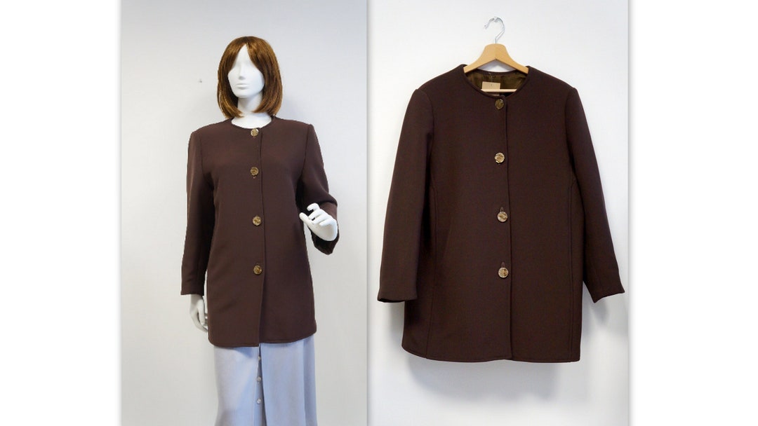 Brown Short Coat Vintage, Vrown Jacket, Long Blazer, Retro Coat, Size