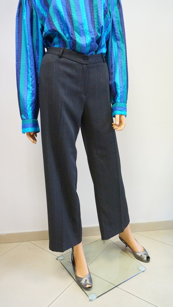 Negro tripado pantalones brillantes pantalones - Etsy España