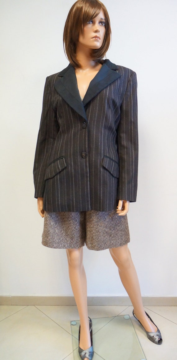 Laurel wool jacket, striped brown black blazer jac