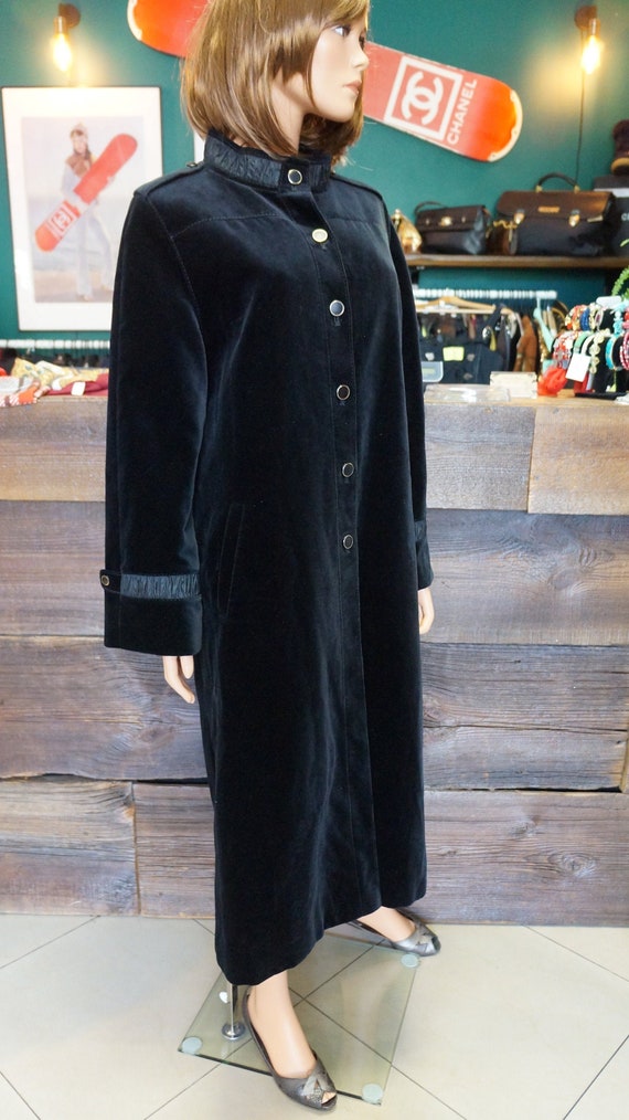 velvet black coat, black gothic velvet cotton coat