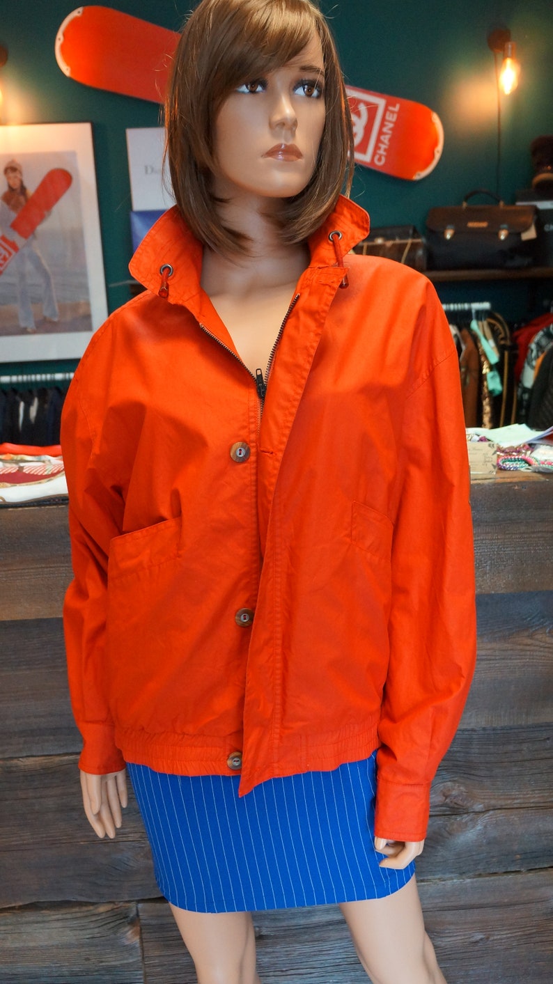 Cacharel parka jacket, Cacharel vintage red jacket, cotton jacket, windbreak jacket, Cacharel rain jacket, size Small image 3