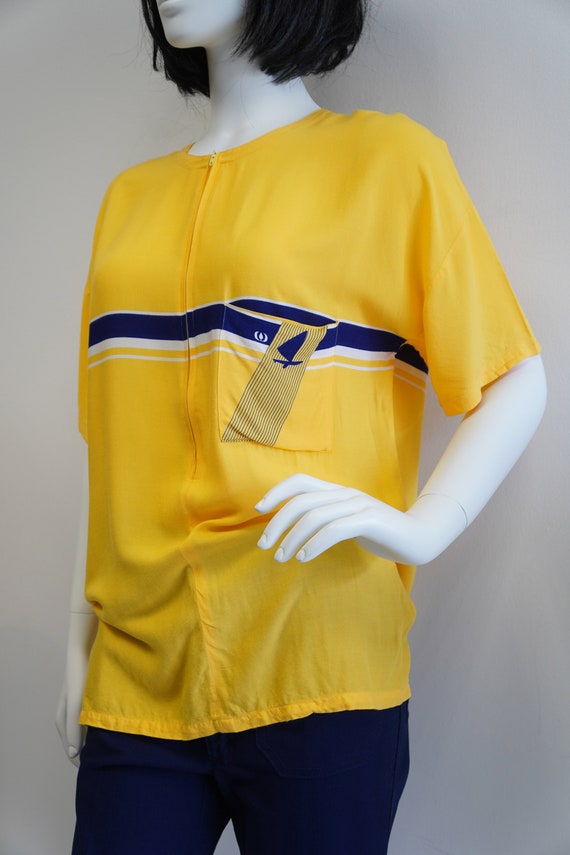Hom vintage yellow 100% viscose italian shirt blo… - image 6