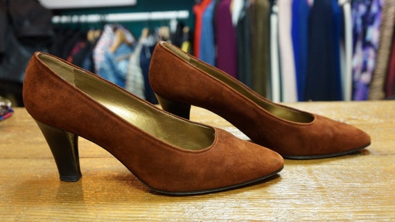 YSL Vintage Shoes Brown Yves Saint Laurent Pumps Suede - Etsy