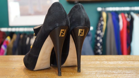 Fendi shoes, suede ankle shoes, Fendi boots, fendi