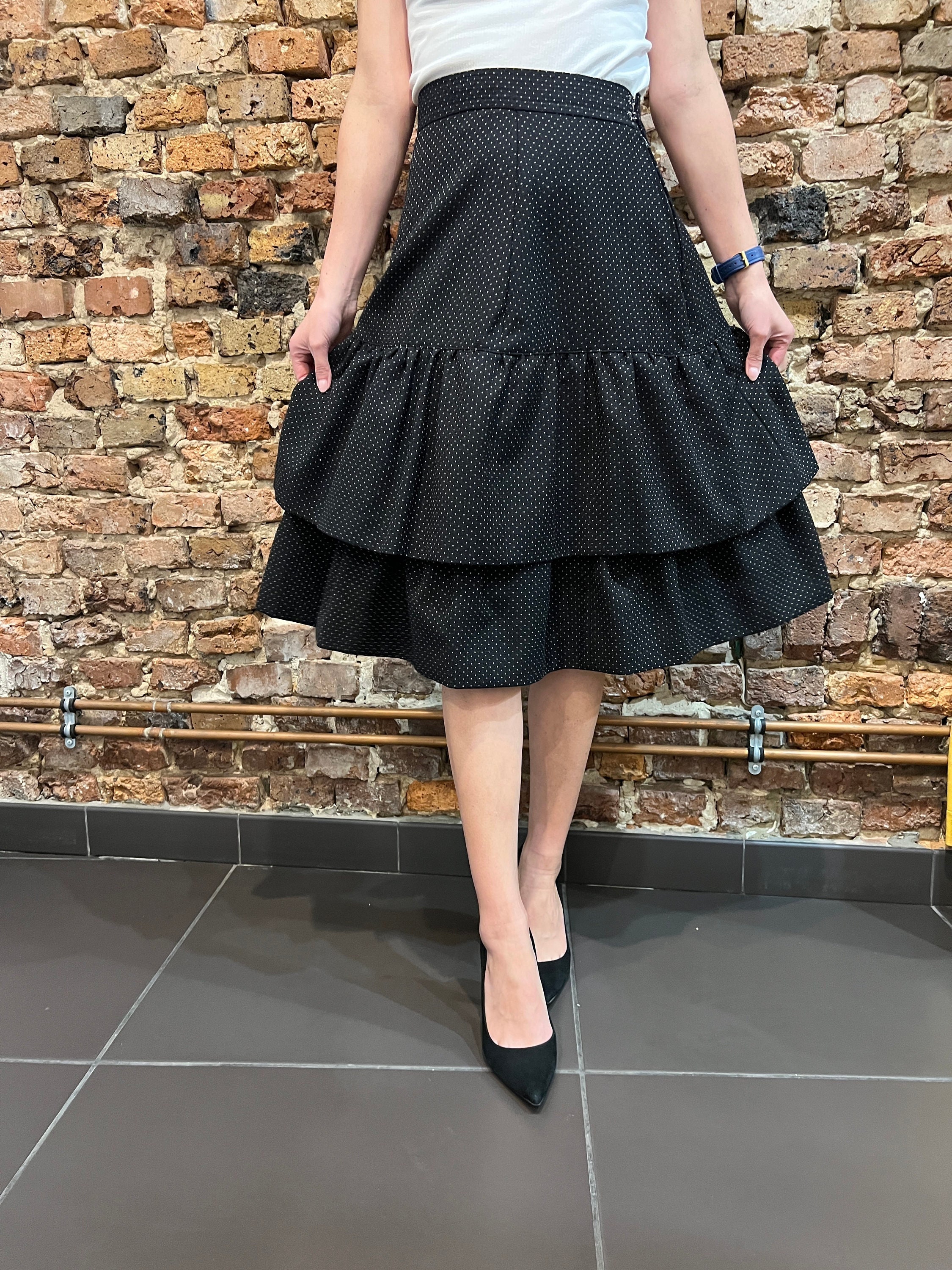 Ruffle Black Vintage Skirt-Waist 28 to 30