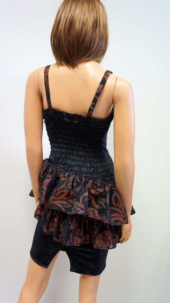 retro dress, black brown frills, lace dress, mini… - image 10