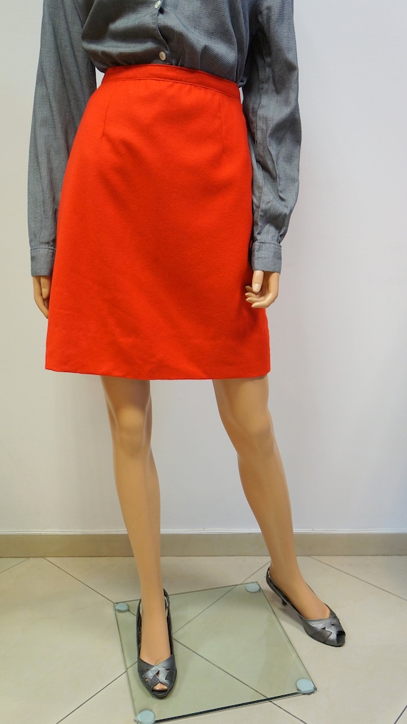 red wool skirt, vintage wool mini red skirt, mini