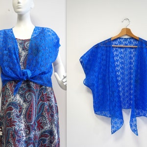 blauer Bolero, blauer Spitzenbolero, Vintage-Bolero, Retro-Spitzenbolero, blauer Vintage-Bolero, eleganter Bolero im Vintage-Stil, Einheitsgröße, gebunden, Geschenk für Sie