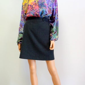 graphite wool mini skirt, pockets skirt, a line skirt, small medium size