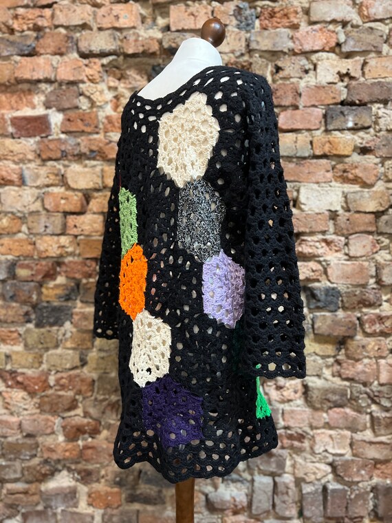 handmade openwork sweater, patchwork, multicolor … - image 6