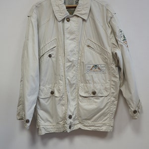 Vintage-Oldschool-Jackenblazer von Quarry, beige Herrenjacke in kleiner Größe, Vintage-Baumwolljacke