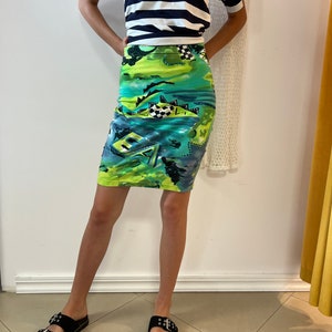 vintage 80s cotton skirt, clothes for women, size XS