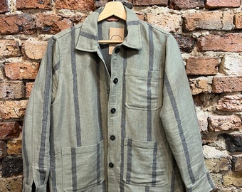 Strane Storie 100% cotton green vintage italian blazer, medium size, buttons open jacket, pockets