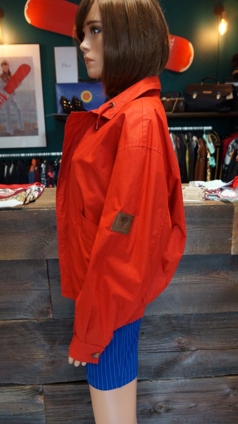 Cacharel parka jacket, Cacharel vintage red jacket, cotton jacket, windbreak jacket, Cacharel rain jacket, size Small image 7