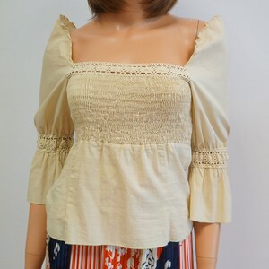 cotton beige top blouse, sexy blouse top, small size, lace blouse, lace top