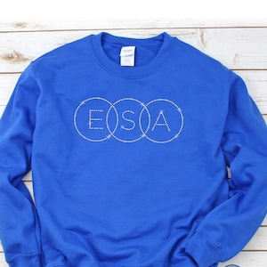 ESA offizielles Logo in Strass Rundhals-Sweatshirt | Epsilon Signorum Alpha Bling | Strass Sorority Shirt | Handgesetzte Strasssteine
