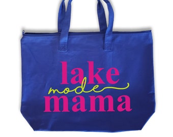 fourre-tout Lake Mode | Maman | Grand-mère | Maman | Maison du lac | Nonna | Nom personnalisé en option | fourre-tout en toile | Cadeau de retraite | Cadeau maman