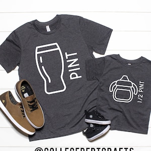 パパと私のビールミルクシャツ｜パイントとハーフパイントのお揃いTシャツ｜パパ｜赤ちゃん｜父｜息子｜初めての父の日シャツギフトセット｜ビール好き