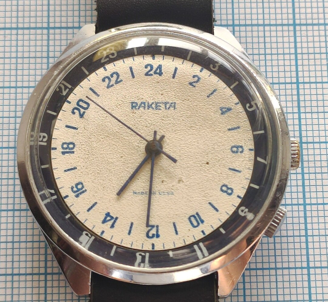 Boîtier + Cadran + Aiguilles Pour Montre Raketa 2623H 40mm 24H - Neuf, Style Vintage Soviétique