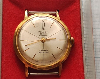 POLJOT de luxe Automatic mechanical 29 Gio USSR gold plated mens watch USSR