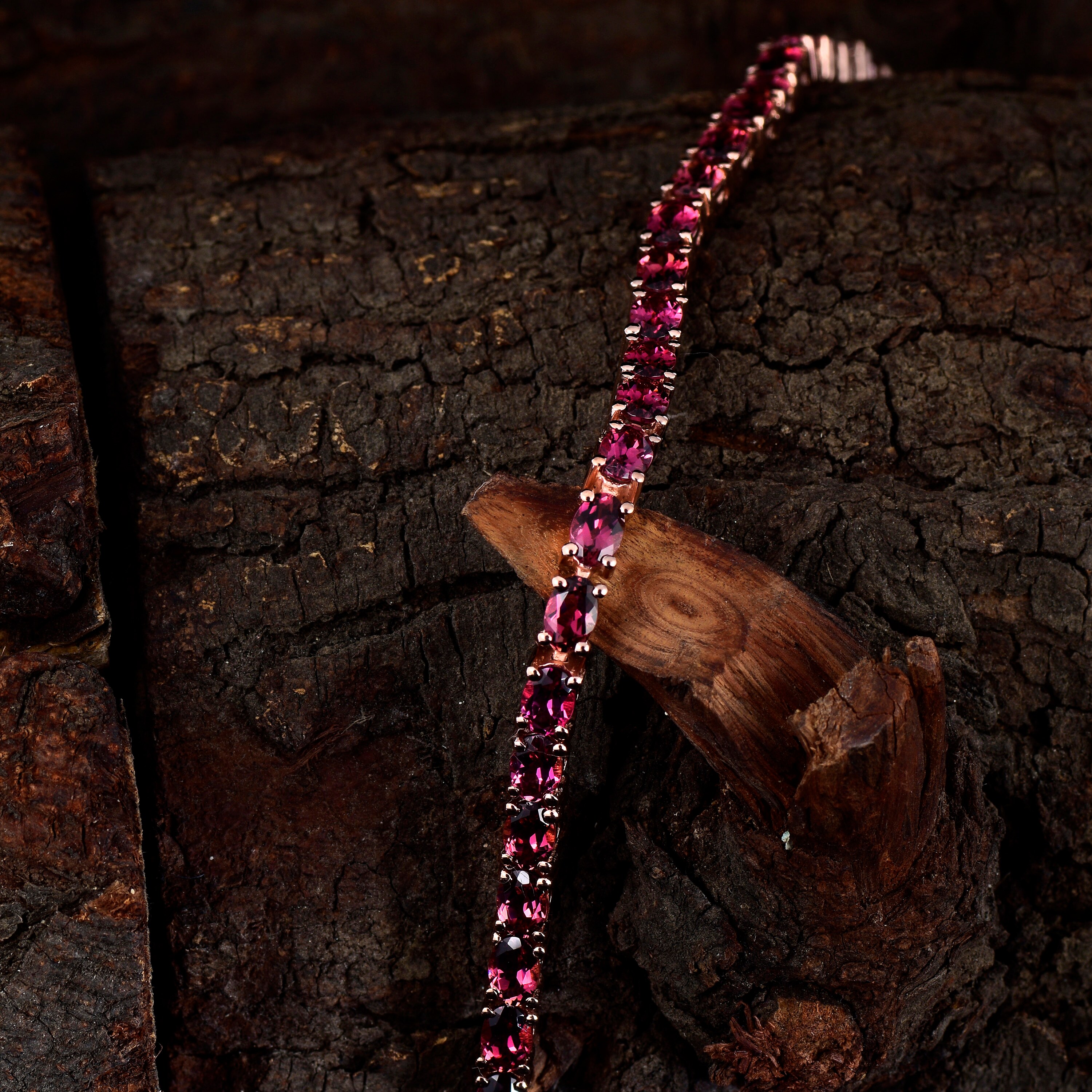 Pink Tourmaline Tennis Bracelet in Rose Gold Silver for Sale Etsy UK