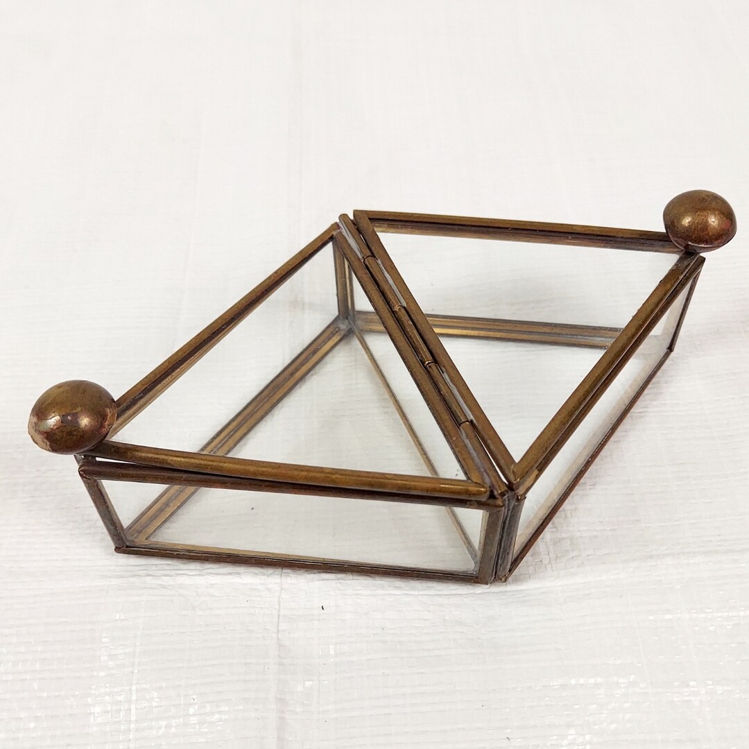 1960s Diamond Shape Terrarium Display Case Glass Brass 5x2 Etsy