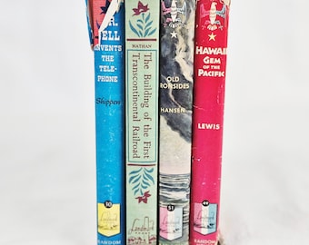 1950s / 1960s Landmark Books - Bell Telephone, Transcontinental Railroad, Ironsides, Hawaii Gem Pacific, Vintage Midcentury Library