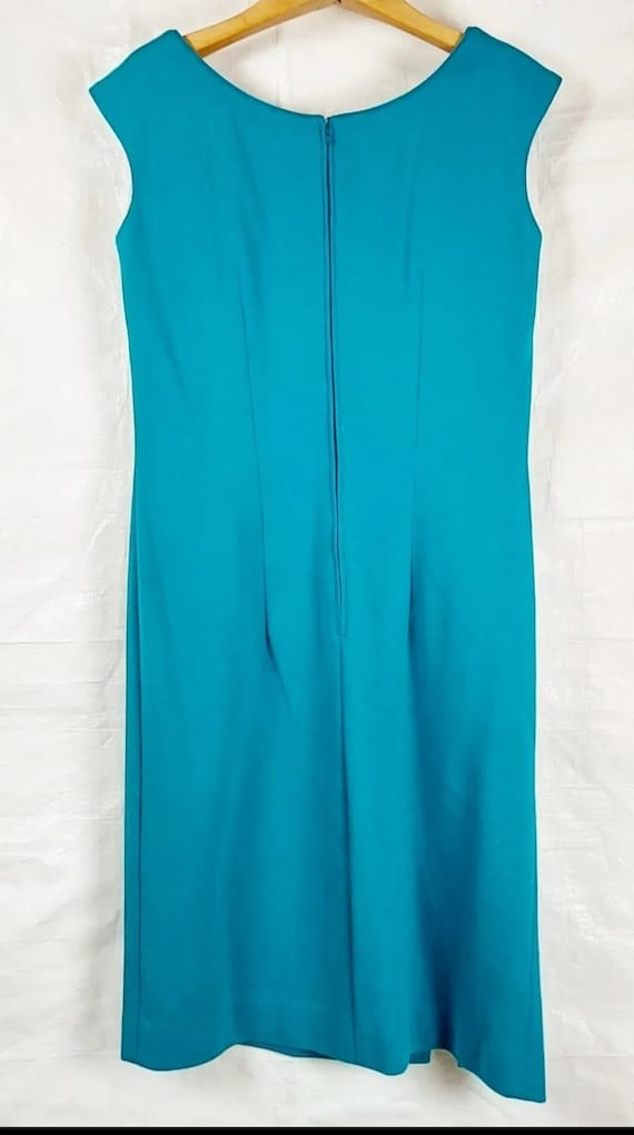 1960s ILGWU Beaded Dress, Sleeveless, Turquoise, … - image 6