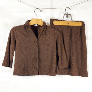 1970s Beeline Skirt Set, Blazer, Brown, Vintage Women&#39;s Clothing