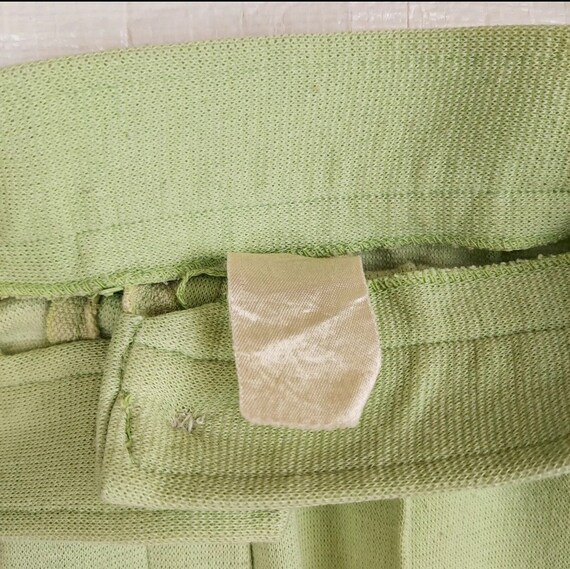 Vintage 70s Green SIDE KICKS 2Pc. Polyester Studded Western Pant Shirt Set - 9/10