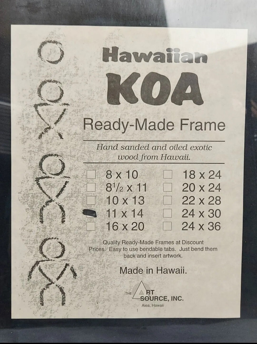 1990s Hawaiian Koa Wood Frame, 11x14, New Old Stock NOS, Vintage Hawaii