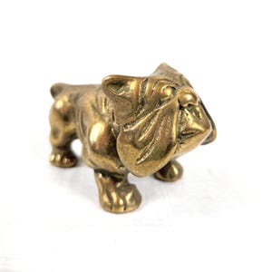 Miniatura de Bulldog em Latão dos anos 70, Decoração Vintage Mini de Metal dos anos 70, Mascote de Cachorro, Almôndega Spike Hector, Fuzileiros Navais dos EUA