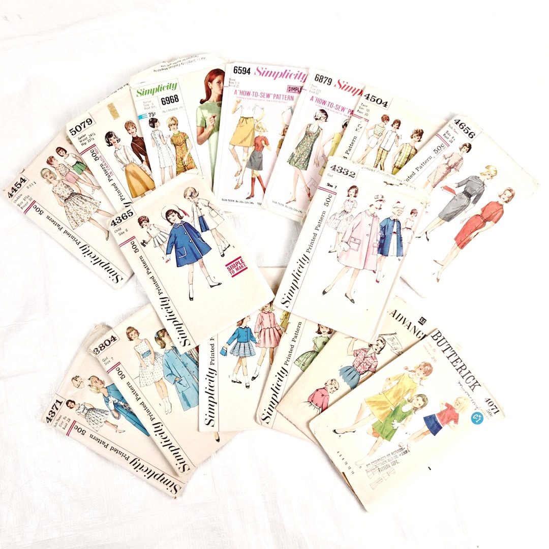1950s 1960s Sewing Patterns, Lot 15, Child 8 4 Girl Sub Teen Junior ...