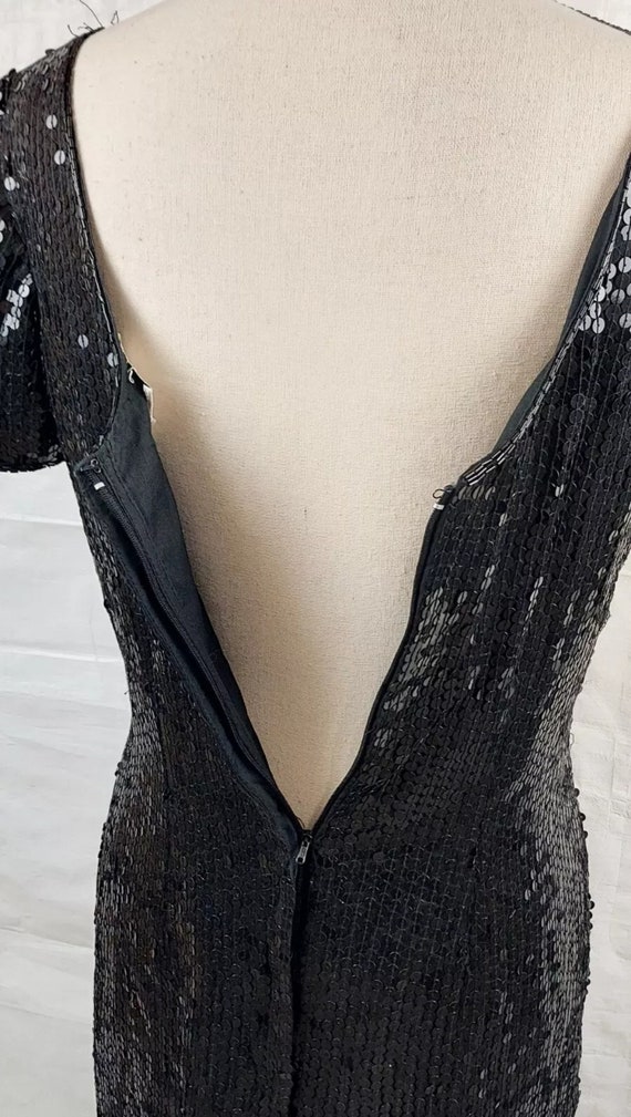 1980s Styleworks Sequined Little Black Dress, LBD… - image 4