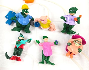 1990s McDonald's Disney The Dinosaurs Toy Collection, Lot 6 Full Set, Vintage 90s Children's Toys Cartoons Preschool Nursery