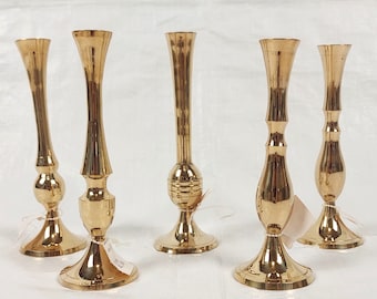 1970s Solid Brass Candle Sticks by Importers Warehouse, w/ Tags, Unused, Lot 5, Made India, Vintage Home Decor