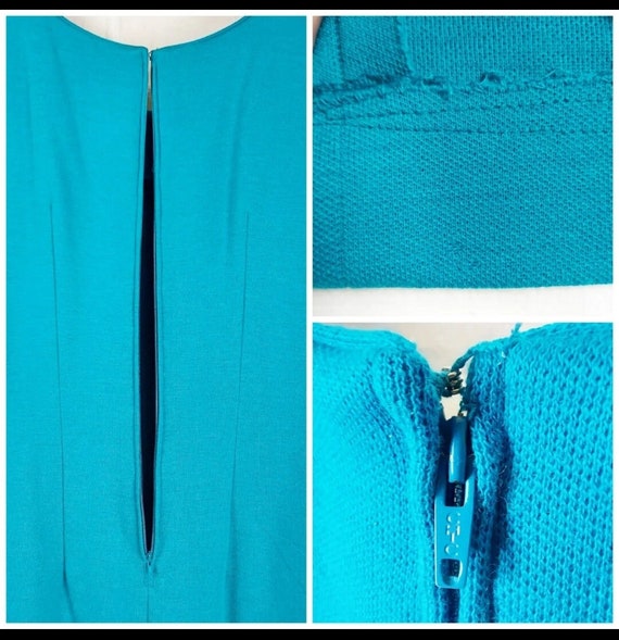 1960s ILGWU Beaded Dress, Sleeveless, Turquoise, … - image 7