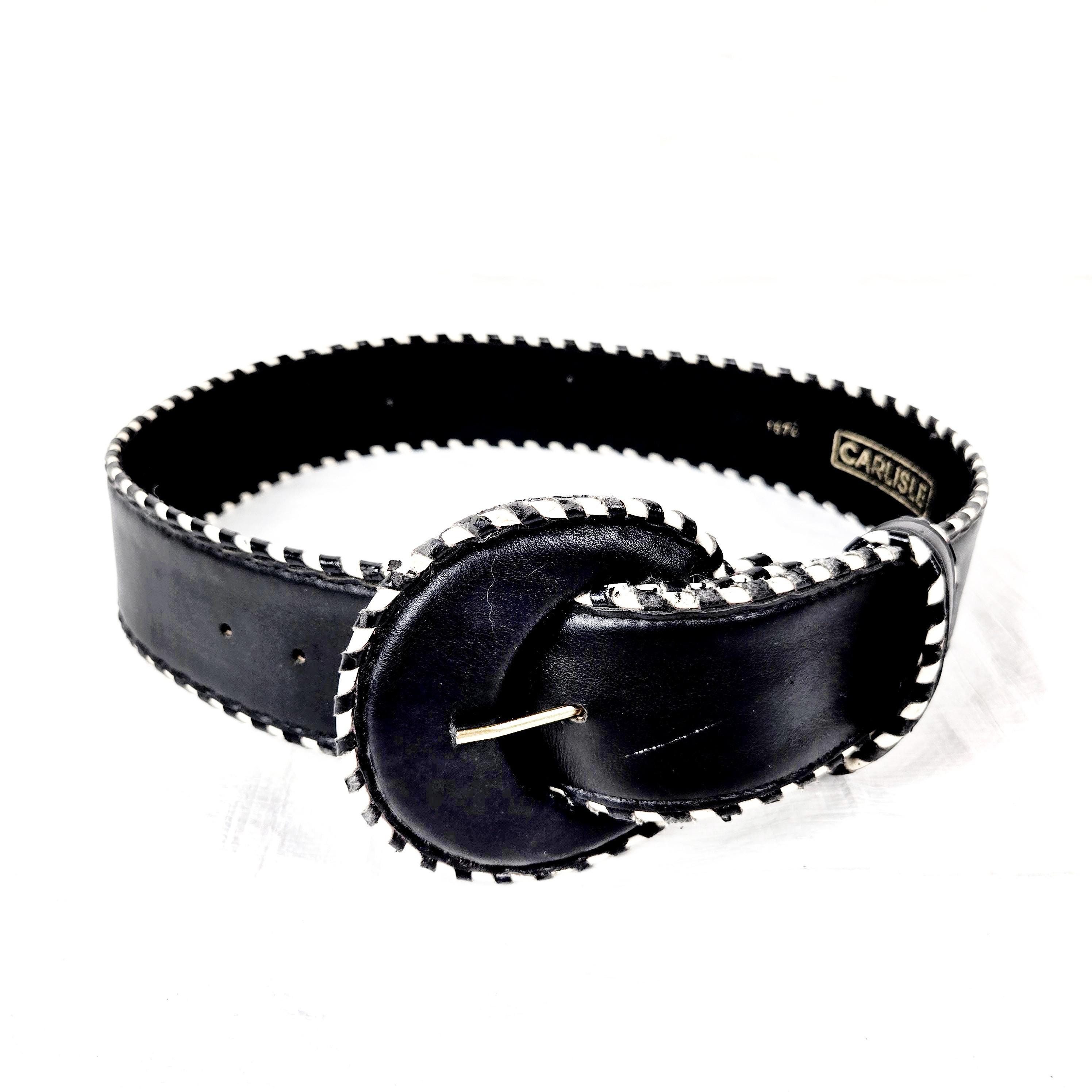 Carlisle Black & White Belt With Silver Buckle NWT Carlisle Leather Black Belts for Women for sale | eBay main image 4