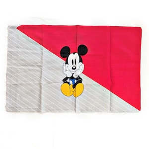 1990-tals Musse Pigg 4-delat sängklädset med överkast, lakan och örngott, vintage 90-tals Disney sovrumsdekoration i popkonststil, tillverkad i USA bild 5