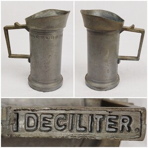 1900s Dutch Pewter Measuring Cups W/ Handles, Lot 5, Alphabet Theme ...