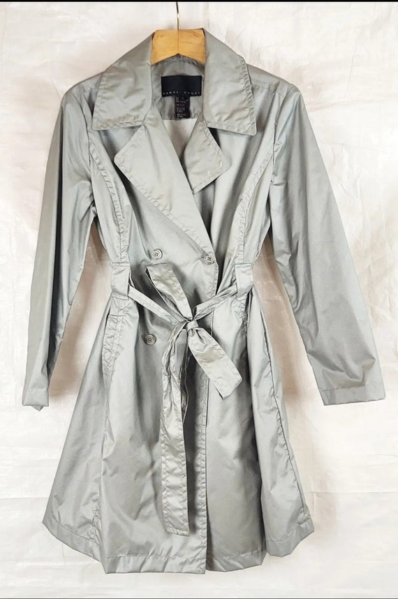 Y2K Yansi Fugel Shimmery Raincoat Trench, Vintage… - image 2
