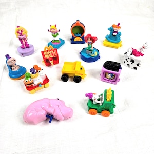 1990s McDonald&#39;s Disney /Mattel Happy Meal Train Car Toy Collection, Lot 14, Vintage 90s Children&#39;s Toys Cartoons Preschool Nursery