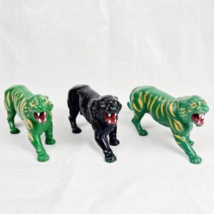 1980s Masters of the Universe Battle Cat Set, Lot 3, One Painted, Vintage 80s Kids Toys Cartoons, MOTU He-Man Cringer