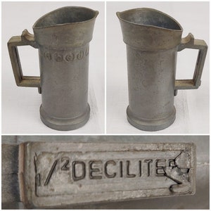 1900s Dutch Pewter Measuring Cups W/ Handles, Lot 5, Alphabet Theme ...