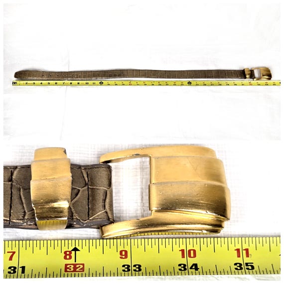 1980s Carlisle Faux Snakeskin Belt W/ Gold Tone Clasp  display picture 3