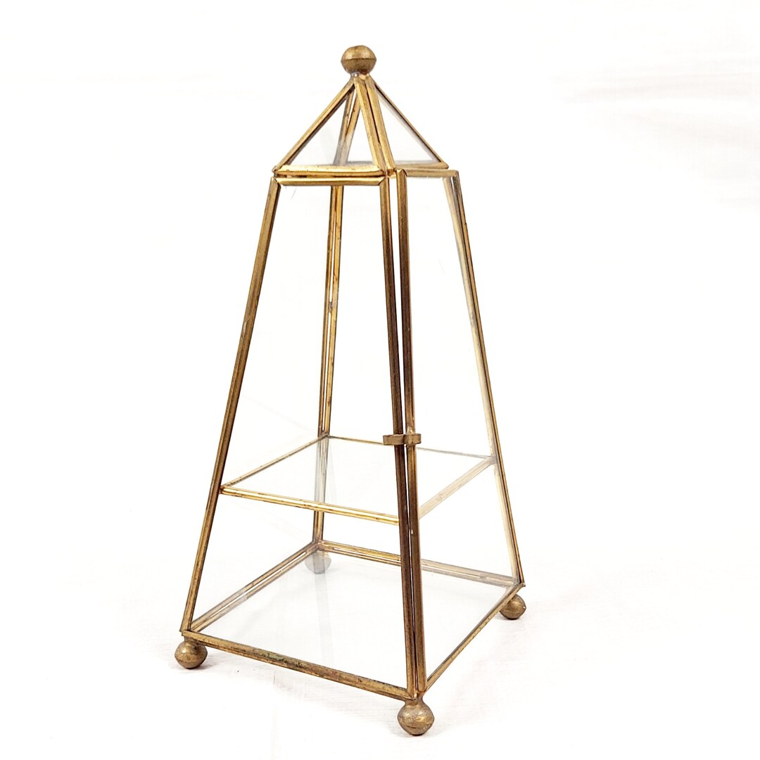 1970s Tower Style Terrarium Display Case Glass Brass 9 Inch Etsy