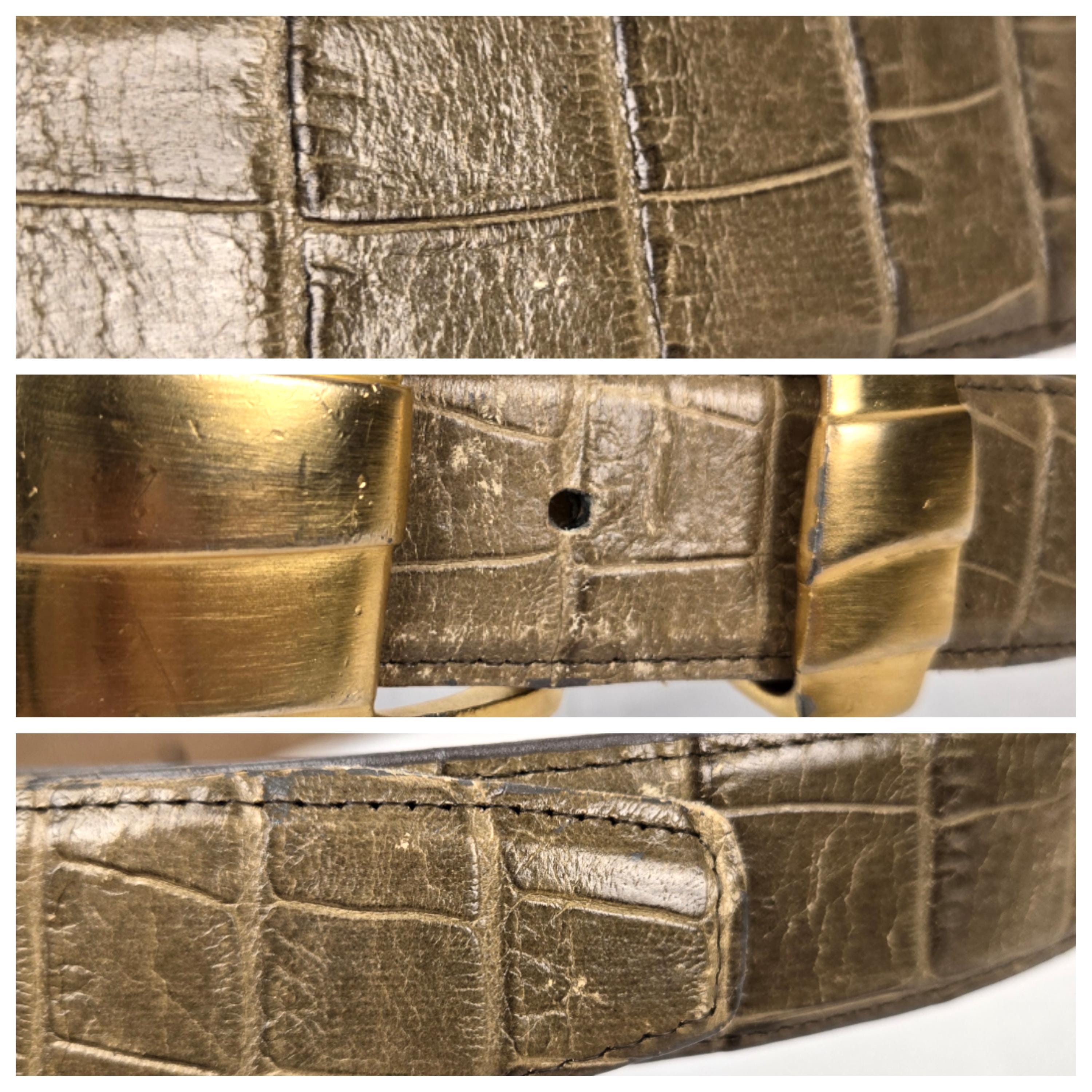 1980s Carlisle Faux Snakeskin Belt W/ Gold Tone Clasp  display picture 3